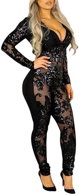 shimmer sequin jeweled rhinestone jumpsuit