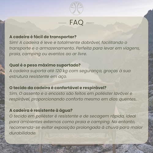 Cadeira Dobrável Camping e Praia Suporta 120kg com Braço (Preto) | Estrutura aco carbono, assento poliester respiravel e lavavel, para acampamento, pesca e uso na areia