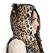 Leopard Full Animal Hood Hoddie Hat Faux Fur 3 In 1 Function
