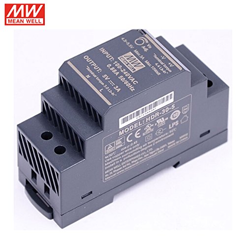 Original MEAN WELL HDR-30-5 15W 3A 5V DIN Rail Power Supply meanwell step shape mini slim size power source 5V DC adjustable 88-264VAC