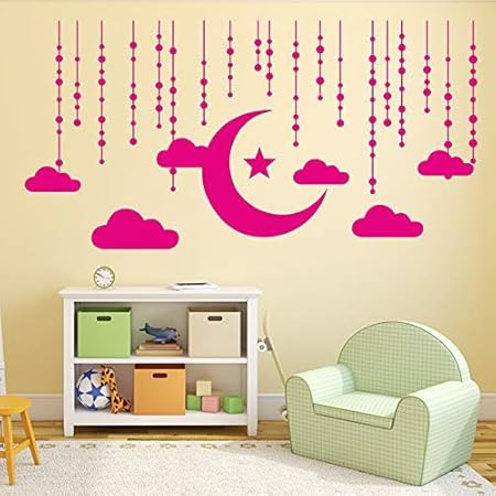 Etiqueta de la pared Nube Luna Estrella Habitación infantil Decoración