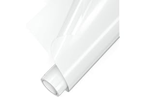 Sileelis Heat Transfer Vinyl Iron on Vinyl-White HTV Vinyl Roll, Compatible with Cricut, 12'' X 10FT Vinyl Iron On for Fabric DIY, Easy to Cut & Transfer