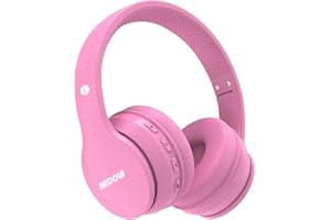 MIDOLA Kids Headphones Bluetooth 5.4 Wireless 68H Play Time Volume Limit 85/94dB Over-Ear Foldable Headset,Type-C Fast Charging,with Wired Aux Mic for Toddler Child Pad Tablet Pink