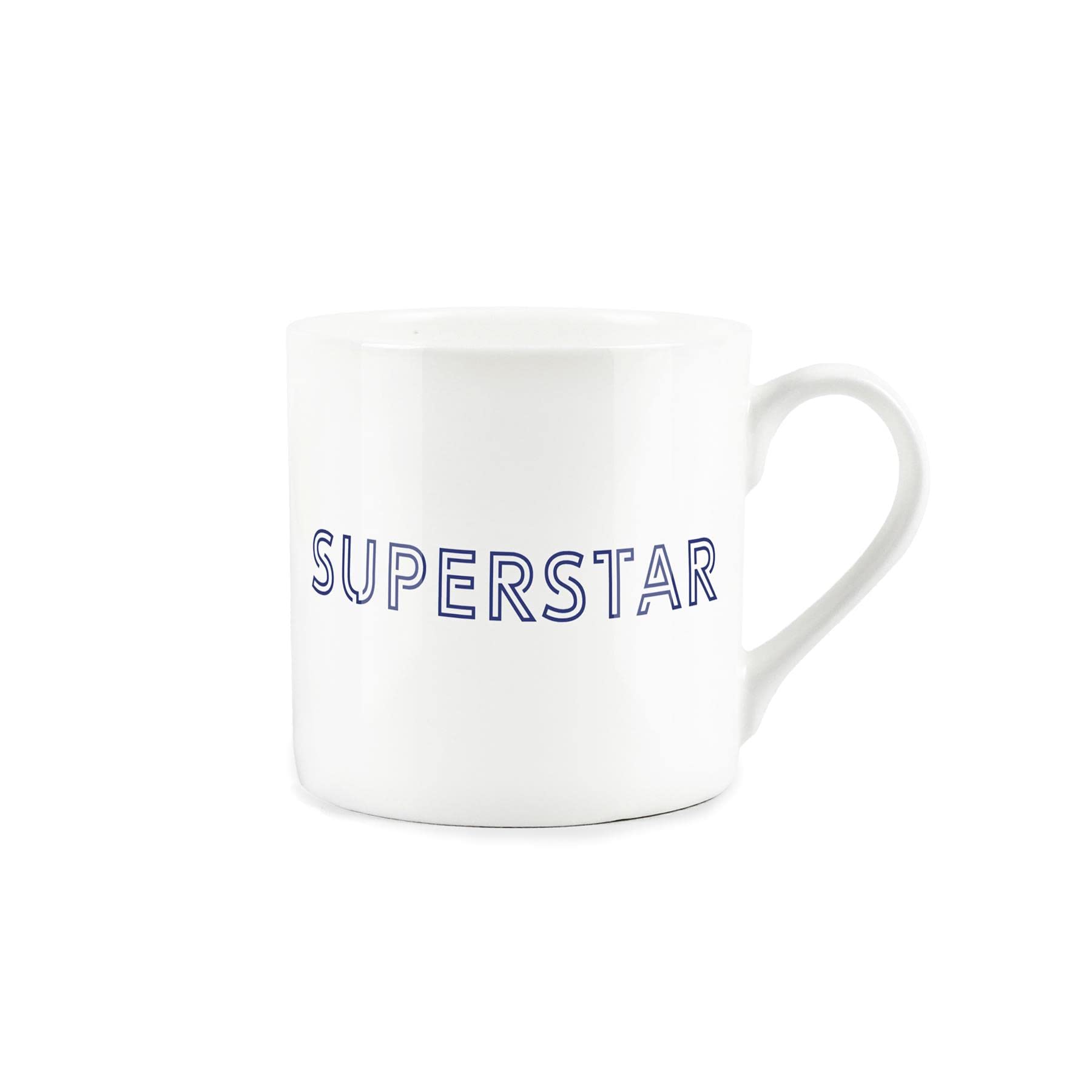 Purely Home Superstar Mug - Simple Word Minimalist Bone China White Coffee/Tea Present Gift