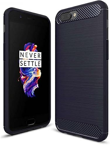 OnePlus 5 Case,With [2 Pack] Tempered Glass Screen Protector,Geto Ultra Thin Carbon Fiber Scratch Resistant Shock Absorption Soft TPU Case For OnePlus 5 (Blue)