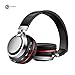 Aita Bluetooth Headphones On Ear, 40mm Driver Wireless headset Foldable with Mic, Wired and Wireless headphones with FM radio, TF card reader and LED lights for Cell phone/MP3/Tablet (Black)
