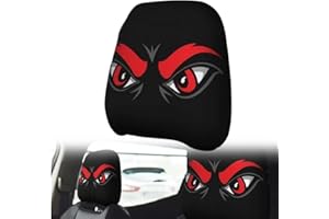 2pcs Funny Big-Eyed Grinning Cartoon Print Car Seat Headrest Covers, 2025 New Halloween Car Headrest Cover, Cars Seat Head Re