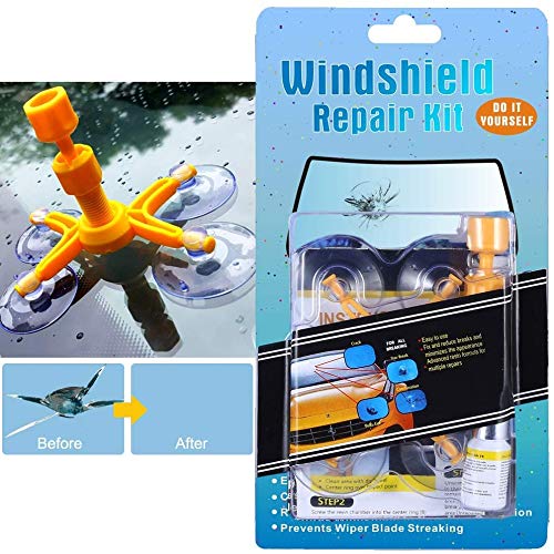 Randalfy Kit di riparazione per parabrezza auto, strumento di riparazione per parabrezza auto, a forma di stella, mezzaluna