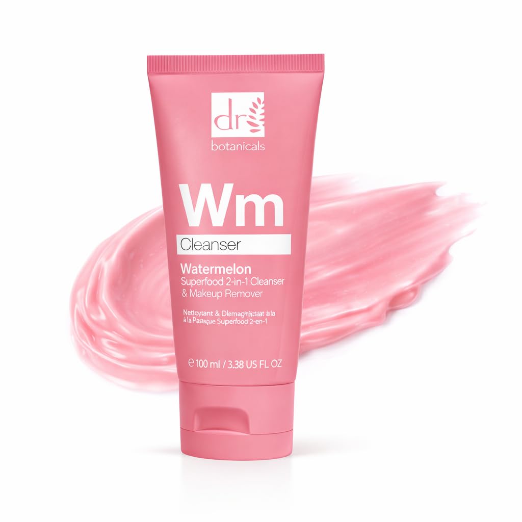Dr Botanicals Watermelon Cleanser & Makeup Remover 100ml | Salicylic Acid, Glycolic Acid, Lactic Acid & Gluconolactone | Targets Blemishes & Skin Texture - Infused with Watermelon Seed Oil