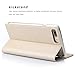 iPhone 8 Plus Case, iPhone 7 Plus Case, Premium Leather PU Flip Folio Wallet Case View Window Stand Kicstand Card Holder Magnetic Closure TPU Bumper Cover Slim Leather Case Feitenn - Champagne Gold