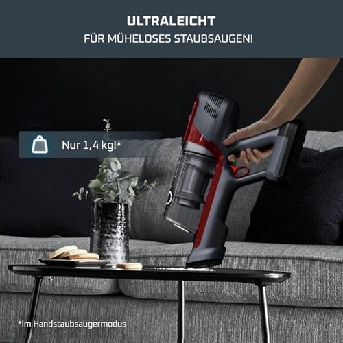 X-Pert 6.60 Animal Akkustaubsauger, 100W Leistung, 45 Min Laufzeit, kabellos & beutellos, LED-Düse, herausnehmbarer Akku, inkl. Fugendüse, Wandhalterung und Tierhaarbürste, rot/schwarz, RH6878