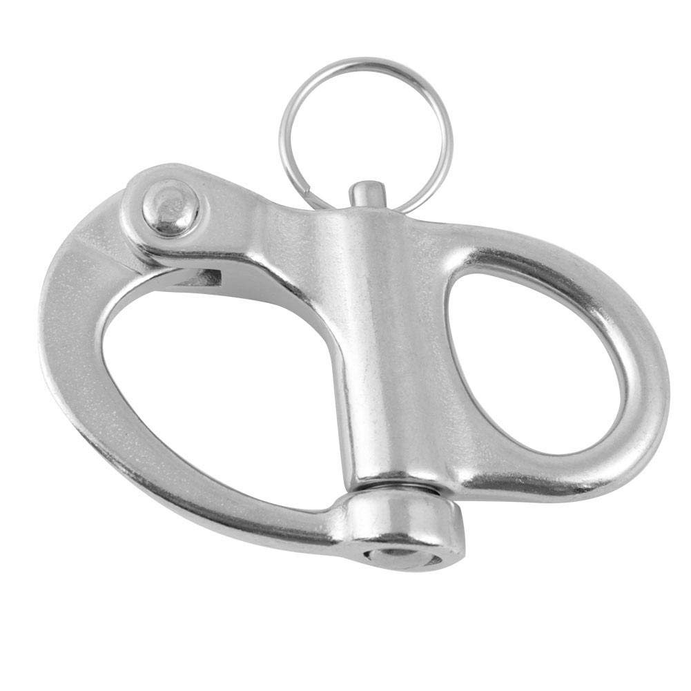 Keenso Snap Shackle, Stainless Steel Fixed Snap Shackle Quick Release with Round Ring for Marine, Trucks, Caravans, Trailers (12 * 52mm) Water Sports