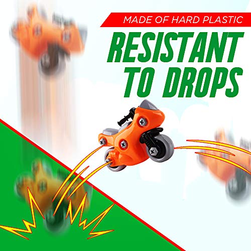 WolVol 97-Piece Take-A-Part Building Vehicles Set - Toddler Assembly STEM Toy - Take Apart for Boys & Girls - Screwdriver Included - Airplane, Car, Fire Truck, Motorcycle, Train, - Educational - Thumbnail 6