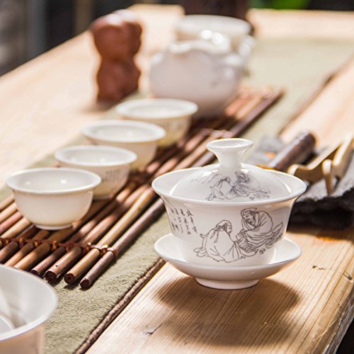 VT BigHome Tea Cup Tureen Teapot Chinese Traditional Kungfu Tea Pot Ceramic Tea Bowl Cup Porcelain Sancai Cup Tea Cup Sets