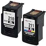 myCartridge Remanufactured Canon PG-210XL CL-211XL 2973B001 2975B001 (1 Black, 1 Color) 2 Pack Ink Cartridge With Ink Level Display For use in PIXMA IP2700 MP240 Series Printer