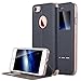 iPhone 7 Case, LONTECT Slim Thin View Window PU Leather Flip Case with Smart Unlock Metal Slide Touch for Apple iPhone 7 - Black