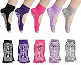 Womens 5 Pairs Half Toe Yoga Socks Non Slip Grip Socks for Barre Pilates