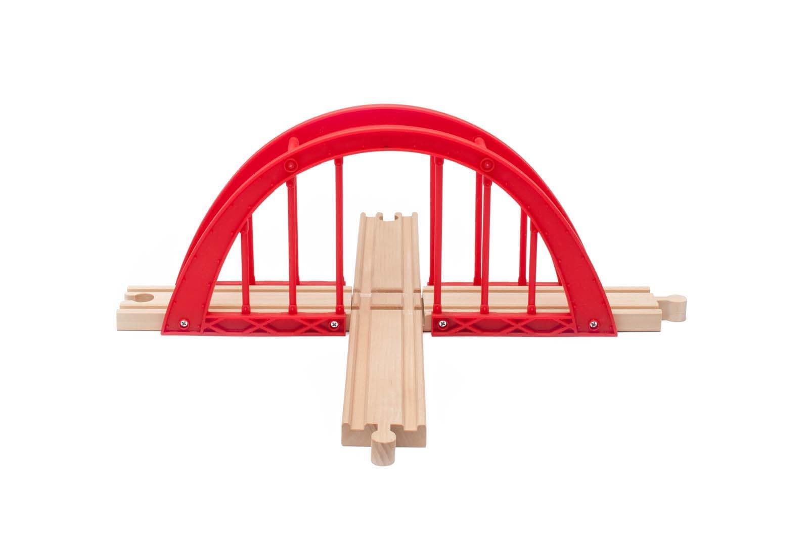 Inc. Red Intersection Bridge - Wooden Cross Track Compatible with Thomas & Friends, Brio Railway and More