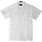 OmegaTux Kids Boys Guayabera Short Sleeve Cuban Shirt Wedding Beach Baptism-Juniors