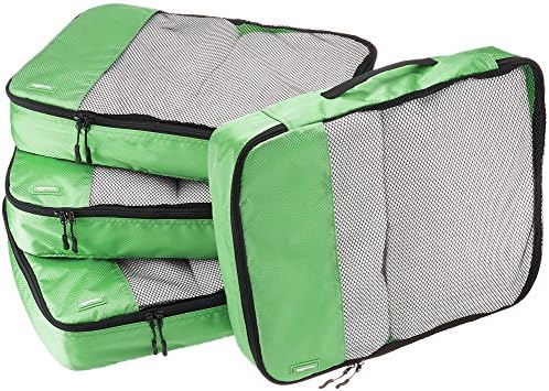 AmazonBasics 4 Piece Packing Travel Organizer Cubes Set - Large, Green 1 AmazonBasics 4 Piece Packing Travel Organizer Cubes Set - Large, Green