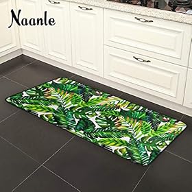 Naanle Palm Leaf Kitchen Floor Mat Watercolor Tropical Leaf Non Slip Absorbent Comfort Standing Mat Kitchen Runner Rug… 512dzIIcO2L