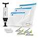 SoVide 20 Premium Sous Vide Airlock Vacuum Bags for Anova Cookers in 3 Sizes - BPA Free Reusable Easy Clean For Perfect Food - Hand Pump - 4 Holding Clips, 2 Sealing Clips & Cooking Guide