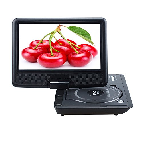 98-LCD-Screen-Portable-DVD-Player-with-Leather-Case-Holder-Car-Headrest-Mount-BlackBlack
