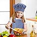 Kids Apron and Chef Hat Set, Adjustable Cotton Child Aprons with 2 Pockets Cute Girls Boys Kitchen Bib Aprons for Cooking Baking Painting