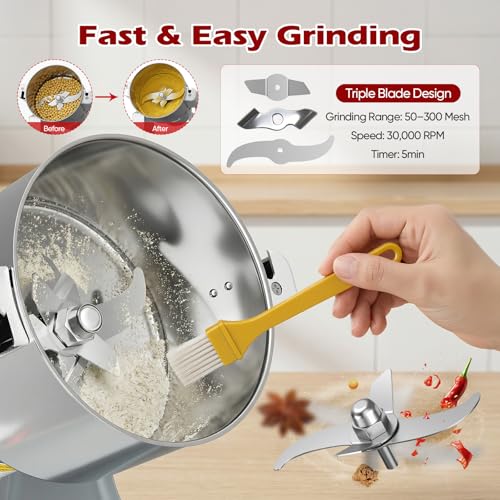Niktulo 220V Portable Cereal Grinder Grinder Grinder High Speed Grinder Powder Herb Spice Nut Cereal with Overload Protection (1000g)