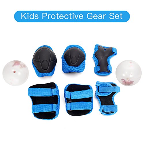 Yooan Sports Protective Gear Safety Pad Safeguard (Knee Elbow Wrist) Support Pad Set Equipment for Kids Roller Bicycle Bike Skateboard Protector Guards Pads.
