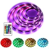 imenou Battery Powered Led Strip Lights 24 Keys RF Remote, USB Battery Operated TV Backlight Flexible Waterproof Colorful RGB SMD5050 Neon Led Light Strip Decorative Lighting for Home Kitchen Ad Sign