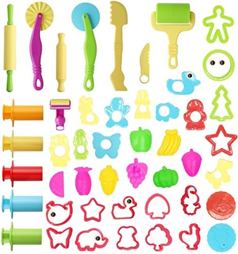 AlinkZ 50 Pieces Clay Dough Tools Kit with Models and Molds- Ages 3 &amp; Up
