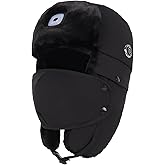 Heated Hat with Headlights, USB Rechargeable Hands-Free Headlamp LED Trapper Hat for Men Women Windproof Faux Fur Winter Hat