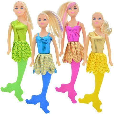 JEE Mermaid Fashion Dolls, 11". Set of 4 with different clothes. Introduce them to your Barbie collection. Great favors for Birthday Party gifts