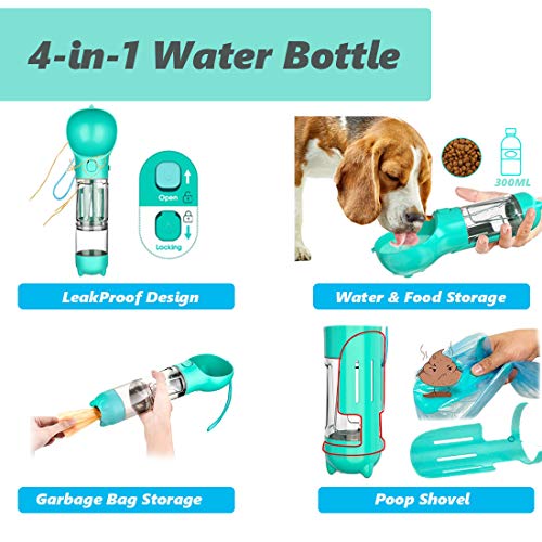 Browfin 4 in 1 Dog Water Bottle, Pet Portable Water Bottle with 300ML Water Tank, Dog Food Storage, Poop Shovel… - Image 3