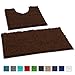 LuxUrux Bathroom Rugs Sets 2 Piece: Quick Dry, Soft Plush Anti-Slip, Super Absorbent. Includes Rectangular (31x20 inches) & U-Shaped Toilet Mat (20x20 inches) | Brown
