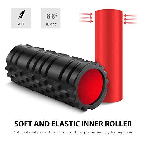 Ronten Foam Roller, 2 in 1 Trigger Point Roller with Free Carry Case for Muscle Relaxation, Deep Tissue Massage,Injury Rehab, Chronic Back Conditions (Red) - Thumbnail 3