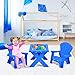 Costzon Kids Table and Chair Set, Outdoor Toddler Activity Table and Adirondack Chairs for Picnic, Garden, Patio, Backyard & Beach, Kids Outdoor Table and Chair Set (Blue)