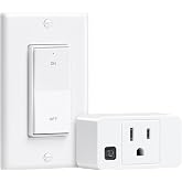 TREEWELL Wireless Remote Control Outlet with Decorator Rocker Wall Switch | 200FT Long Range Remote Light Switch, Mini Plug, 15A/1875W High-Power for Lamps, Lights, Household Appliances, ETL Listed