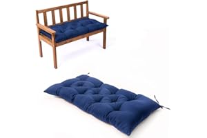 MOONASE Indoor/Outdoor Bench Cushion Patio Furniture Chair Cushion Tufted Lounger Seat Cushions with Ties for Patio Garden (39.4 X 19.7 Inch, Navy)