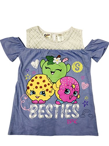 Shopkins Girls' Blue Lace Cold Shoulder 