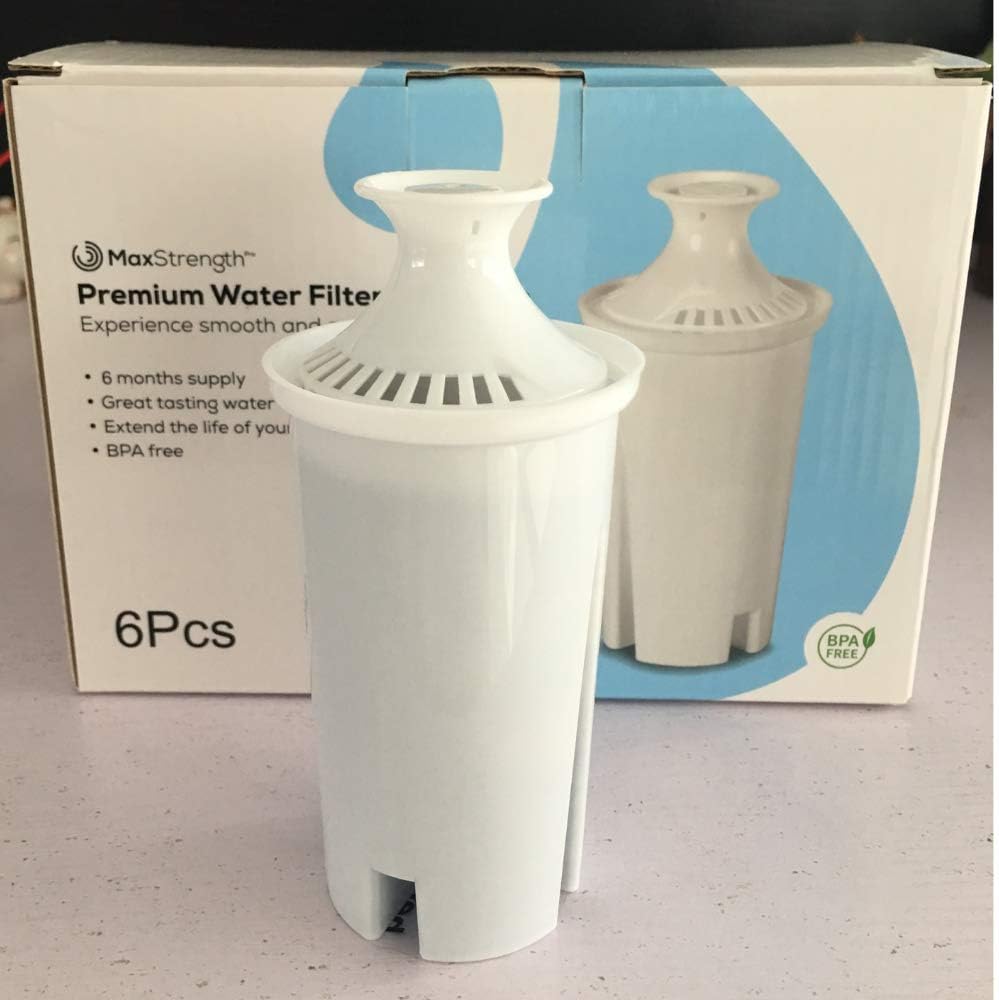 Replacement Water Filters 6pc Set Fits Brita Pitchers & Dispensers by Max Strength Pro, 6 Month Filter Supply, BPA Free, Fits Brita Classic, Mavea Classic, Atlantis, Bella, Slim, Soho & More! (6pc): Kitchen & Dining