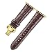 iStrap Alligator Grain Calf Leather Band for Apple Watch 44mm 40mm Series 6 SE 5 Series 4 Black Brown Replacement Strap Steel Buckle for iWatch 42mm 38mm Series 3 2 1 Sport Edition