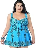 Women's Plus Size Swimdress Printed Swimsuit Beachwear with Shorts