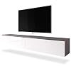 Selsey-Mueble-bajo-para-televisor-Estructura-de-Grafito-y-Negro-Brillante-180-cm