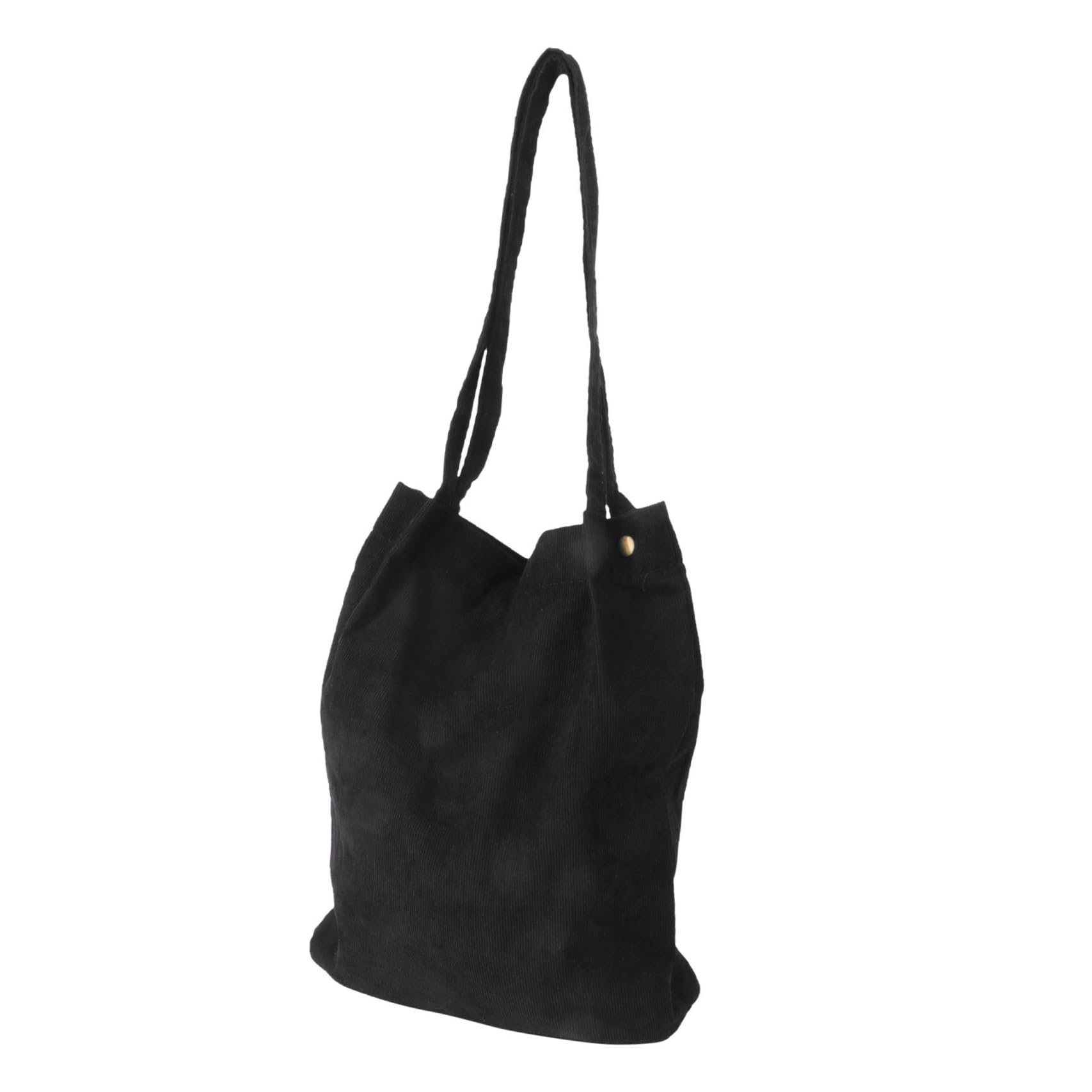 TENDYCOCO Corduroy Tote Bag Retro Large Shoulder Purse Shopping Bag Simple Handbag for Women Ladies - Black