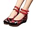 AvaCostume Chinese Plum Embroidery Rubber Sole Platform Wedge Sandals for Qipao Cheongsam