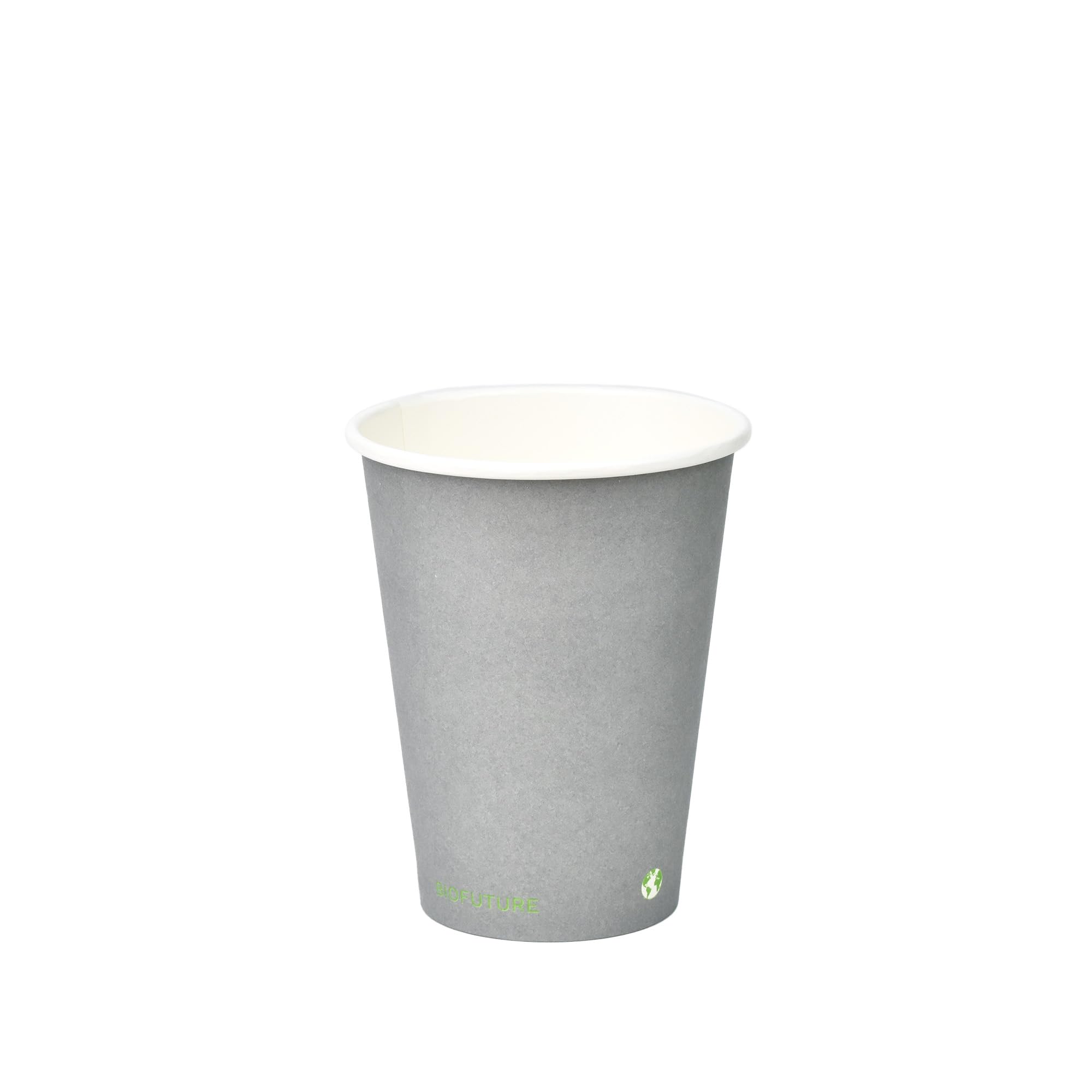 BIOFUTURE Disposable Paper Cups – 100% Compostable & Biodegradable 12 Ounce Party Cups for Weddings, Birthdays & Events, Sustainable Cold Drink Party Supplies – 50 Pack, Grey, 12oz