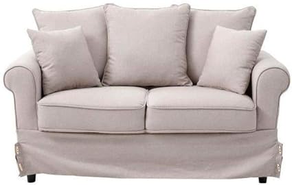 Generique Auguste Canape Droit Fixe Dehoussable 2 Places Tissu Lin Beige L 147 X P 80 Cm Amazon Fr Cuisine Maison