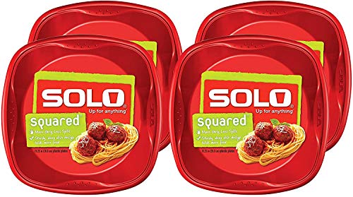 SOLO Cup Company Plastic Plates, Red Party 10in 30 CT Plates, (Pack of 4, 120 C…
